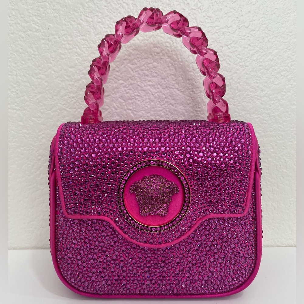 Versace La Medusa Crystal Top Handle Mini Bag Pink